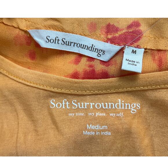 Soft Surroundings Womens Medium Popover Kaftan Slip Dress 2Pc Sheer Orange NWT - Picture 4 of 11